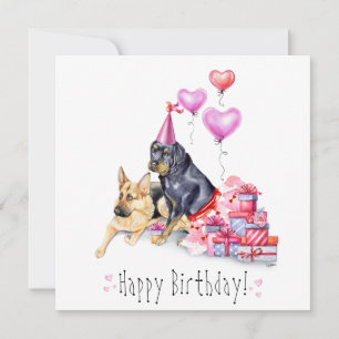 Festiva Tarjeta de cumpleaños Rottweiler & German Shepard