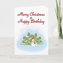 Festiva Tarjeta de cumpleaños Snowman para navidades