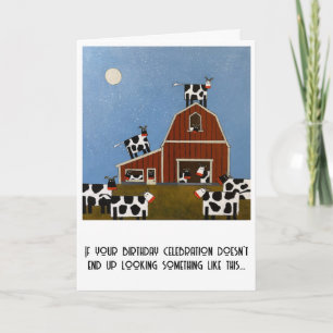 Festiva Tarjeta de cumpleaños vacas divertidas