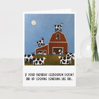 Festiva Tarjeta de cumpleaños vacas divertidas