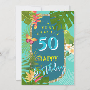 Festiva Tarjeta de cumpleaños Verde azulada anual del para