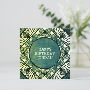 Festiva Tarjeta de cumpleaños verde masculina moderna de p