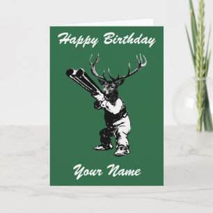 Festiva tarjeta de cumpleaños vintage de caza de venados