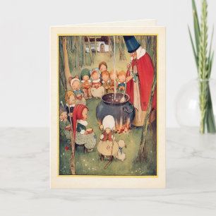 Festiva Tarjeta de cumpleaños vintage de la anciana en un 