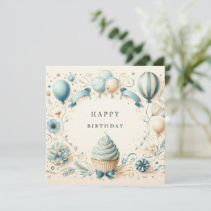 Festiva tarjeta de cupcake de feliz cumpleaños