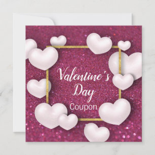 Festiva Tarjeta de Cupón Purpurina el día de San Valentín 
