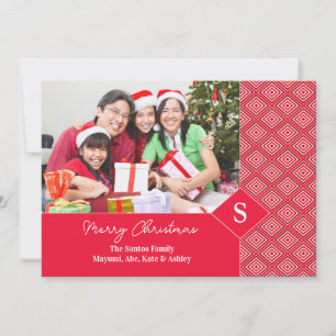 Festiva Tarjeta de Damask Red de la foto navideña