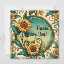 Tarjeta de descuento de agradecimiento de girasole