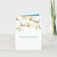 Tarjeta de deseo de cumpleaños acuarela floral