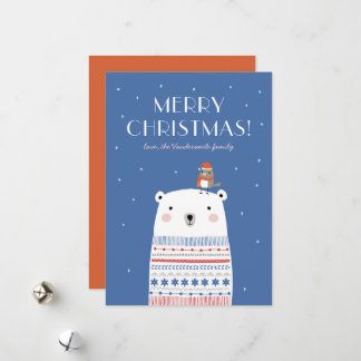 Festiva Tarjeta de deseos de oso polar. Índigo