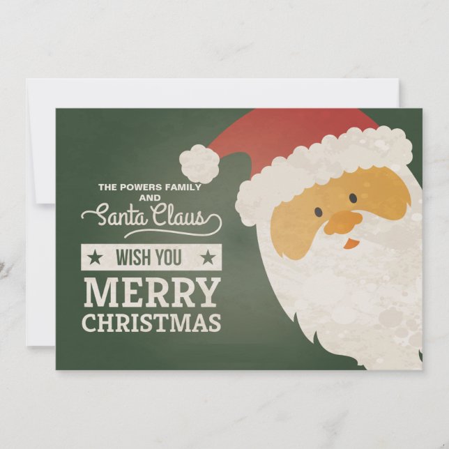 Festiva Tarjeta de Deseos Navideños de Santa Claus (Anverso)