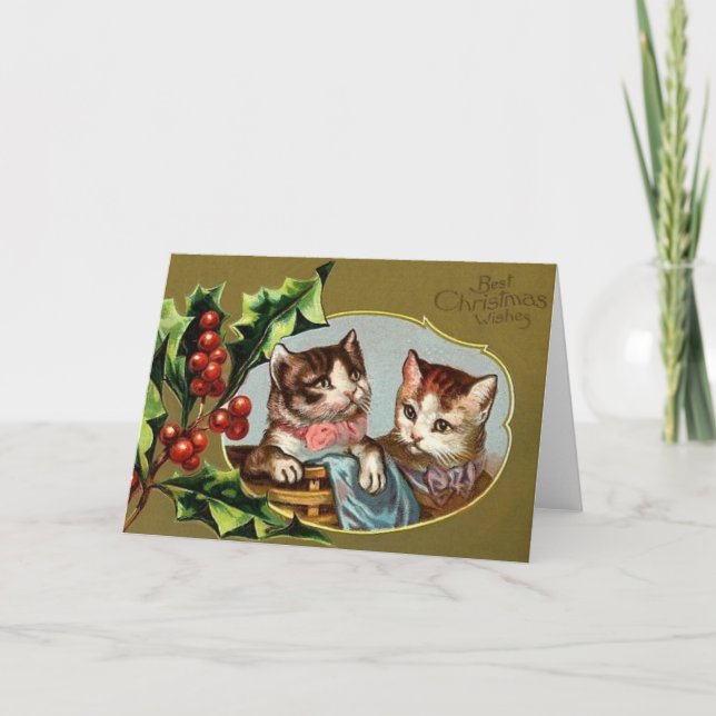 Festiva Tarjeta de deseos para Navidades de gatos de Victo (Anverso)