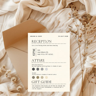 Festiva Tarjeta de detalles de boda simple y elegante en n