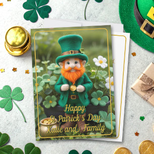 Festiva Tarjeta de Día Cute Leprechaun Pot O' Gold St Patr