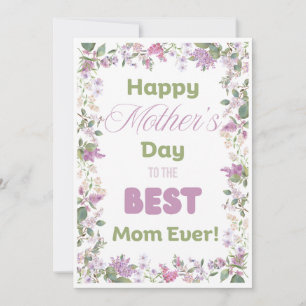 Festiva Tarjeta de Día de la Madre Floral Elegante Rosa Pú