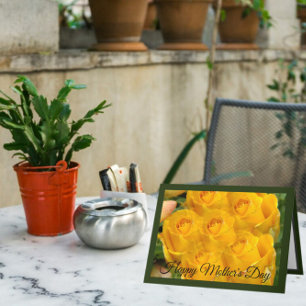 Festiva Tarjeta de Día de la Madre verde rosa amarillo Kal