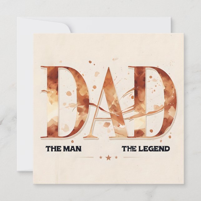 Festiva Tarjeta de Día de los Padres de la acuarela de mod (Anverso)