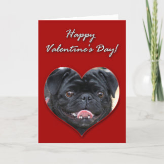 Festiva Tarjeta de Día de San Valentín Black Pug