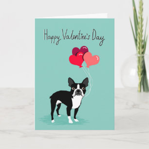 Festiva Tarjeta de Día de San Valentín de Boston Terrier -