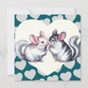 Festiva Tarjeta de Día de San Valentín de Chinchillas Besá