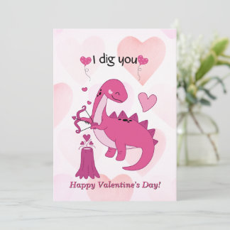Festiva Tarjeta de Día de San Valentín de dinosaurios para