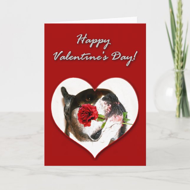 Festiva Tarjeta de Día de San Valentín de perro Boxer (Anverso)