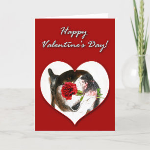 Festiva Tarjeta de Día de San Valentín de perro Boxer