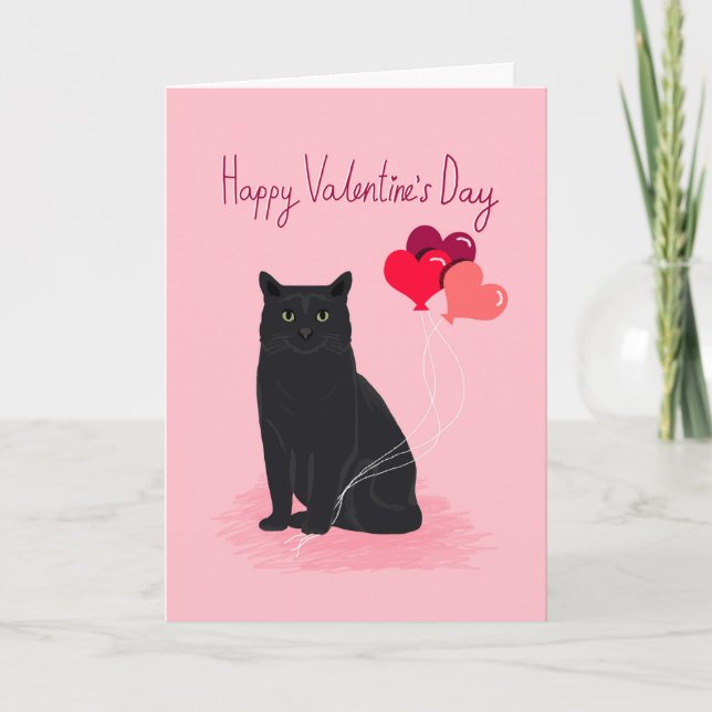 Festiva Tarjeta de Día de San Valentín del gato - gato lin (Anverso)
