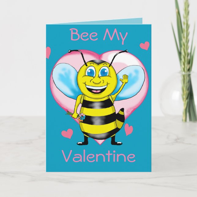 Festiva Tarjeta de Día de San Valentín Happy Bee (Anverso)