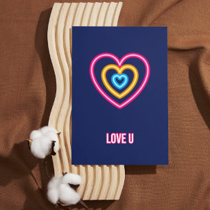 Festiva Tarjeta de Día de San Valentín Navy y Neon