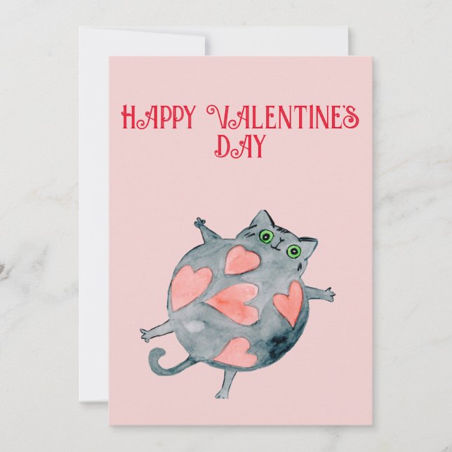Festiva Tarjeta de Día de San Valentín para gato - tarjeta (Anverso)