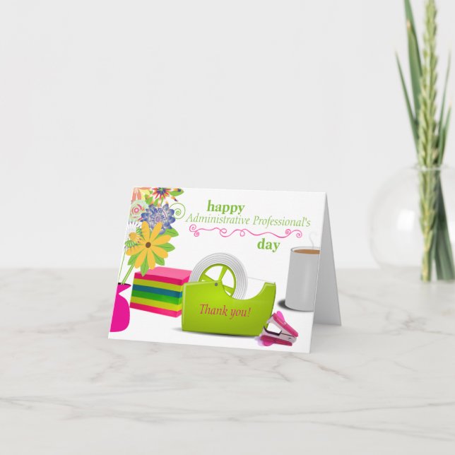 Festiva Tarjeta de día del profesional administrativo (Anverso)