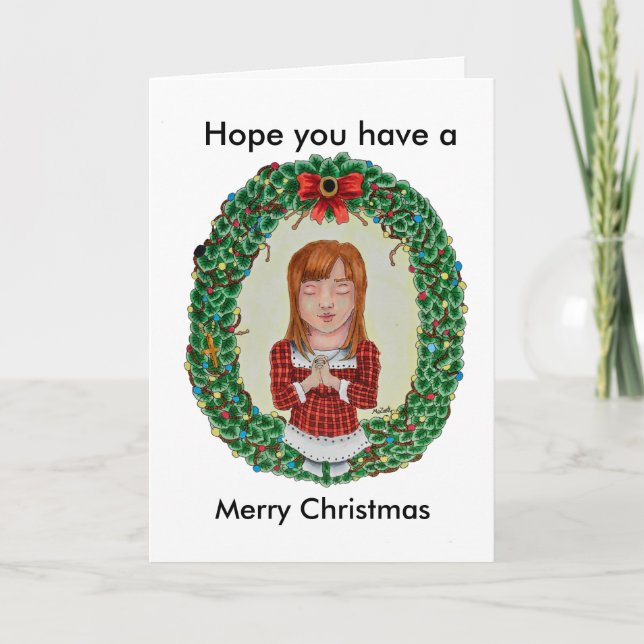 Festiva Tarjeta de dibujo cópica de Navidades pequeños (Anverso)