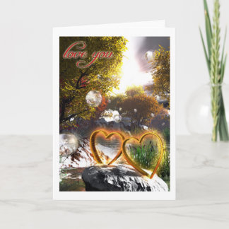 Festiva Tarjeta de dos corazones "Te amo"