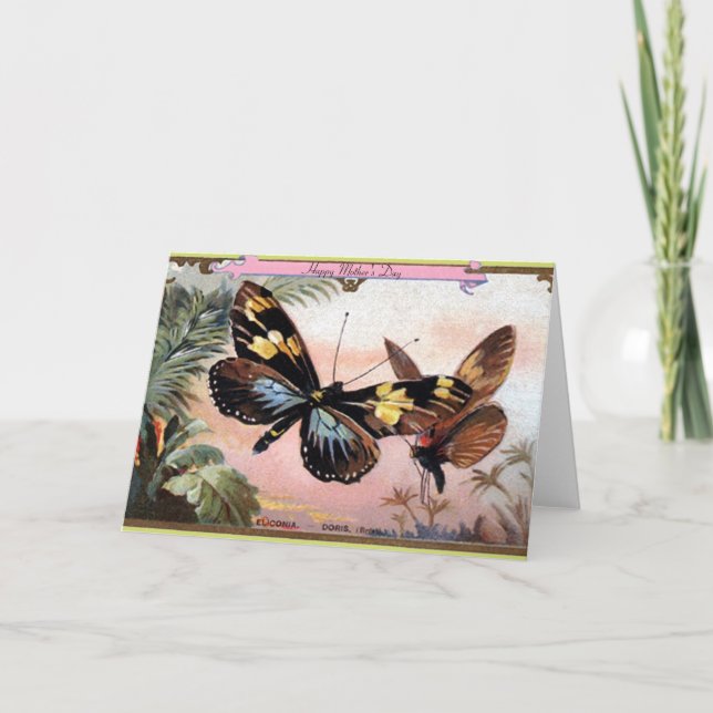 Festiva Tarjeta de dos mariposas antiguas (Anverso)