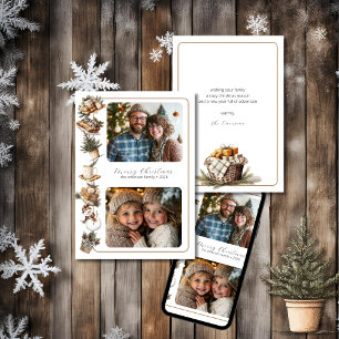 Festiva Tarjeta de dos Navidades de fotografía de Cottage 