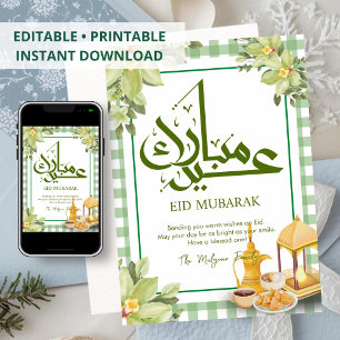 Festiva Tarjeta de Eid de té árabe tradicional y snacks If