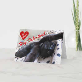 Festiva tarjeta de el día de San Valentín con un gato lind
