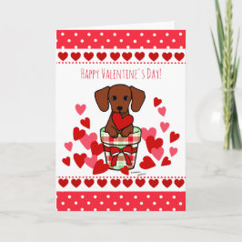 Festiva Tarjeta de El día de San Valentín Dachshund Smooth