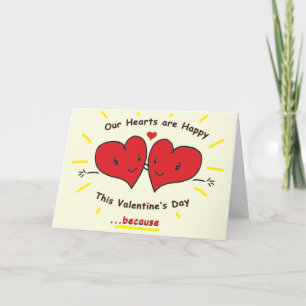 Festiva Tarjeta de El día de San Valentín de 2 corazones a