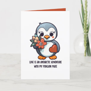 Festiva Tarjeta de El día de San Valentín de amor de pingü