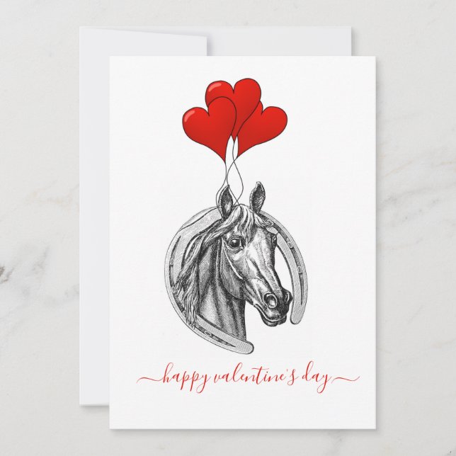 Festiva Tarjeta de El día de San Valentín de caballos y co (Anverso)
