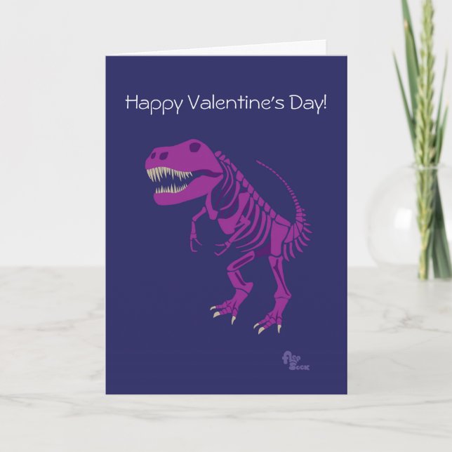 Festiva Tarjeta de El día de San Valentín de Dinosaurio (Anverso)