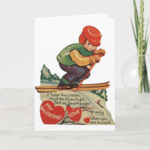 Festiva Tarjeta de El día de San Valentín de esquiador vin
