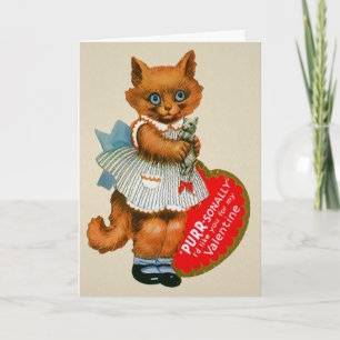Festiva Tarjeta de El día de San Valentín de gato retro