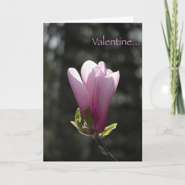 Festiva Tarjeta de El día de San Valentín de Magnolia Rosa (Anverso)