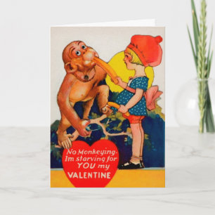 Festiva Tarjeta de El día de San Valentín de mono retro tr