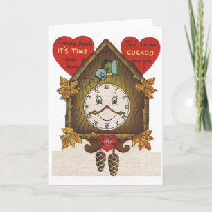 Festiva Tarjeta de El día de San Valentín de reloj de cuco