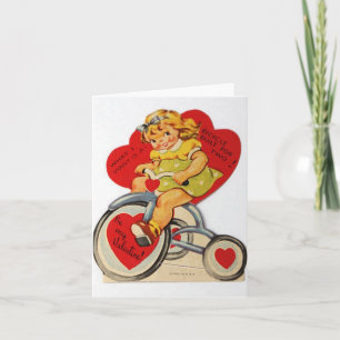 Festiva Tarjeta de El día de San Valentín de triciclo vint