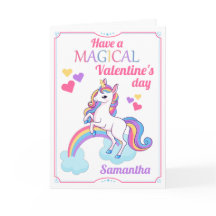 Tarjeta de El día de San Valentín de unicornio mág
